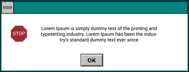 interface of error message on old windows system vector image