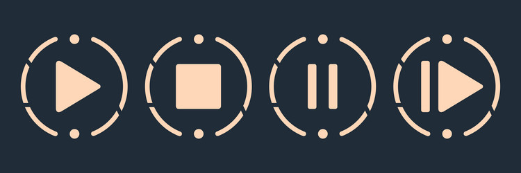 media player button icons set play and pause vector image