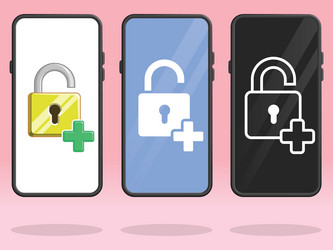 smartphone lock open plus sign addition vector image