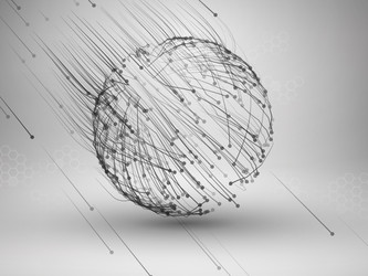 Sphere with connected lines and dots wireframe vector