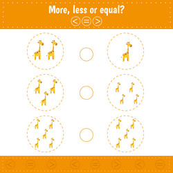choose more less or equal count giraffe learning vector image