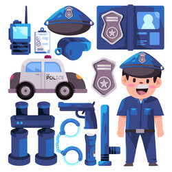 cop police officer object icon set vector