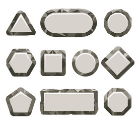 Indie game grey rock button set vector