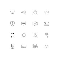 internet security linear thin icons set outlined vector image