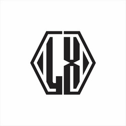 lx logo monogram with hexagon line rounded design vector image