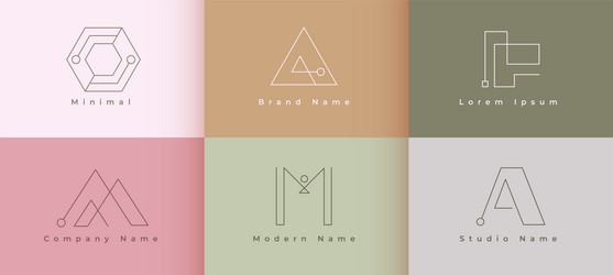 Minimal simple logo designs in line style set vector