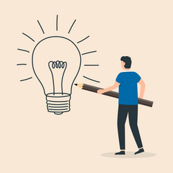 process creating an idea man use pencil vector image