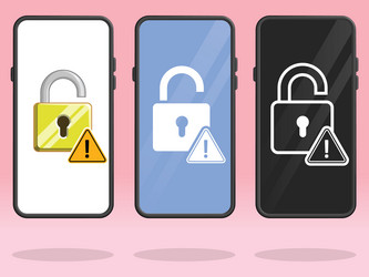 smartphone lock open triangle security warning vector image