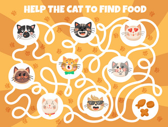 cartoon cats and kittens kids game labyrinth maze vector