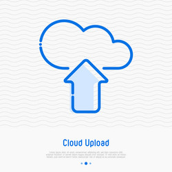 Cloud upload thin line icon vector