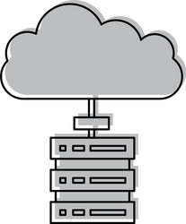 Computer tower with cloud computing vector