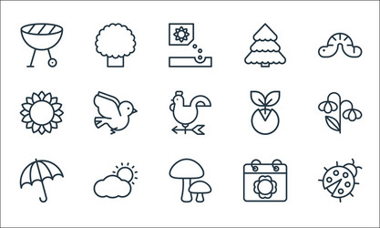 flat spring line icons linear set quality vector image