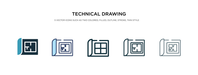 technical drawing icon in different style two vector image