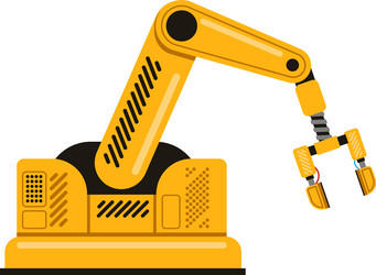 yellow robotic arm performing automated tasks vector image