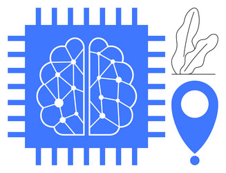 artificial intelligence chip with neural network vector image