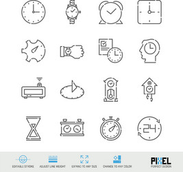 Line icon set time related linear icons clock vector