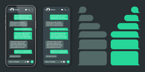 realistic smartphone with messaging app sms text vector image