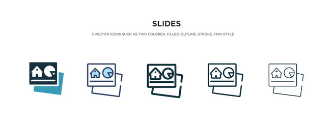 Slides icon in different style two colored vector