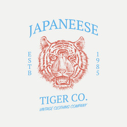 Vintage Japanese Tiger Logo Vector Image
