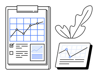 business analytics with graphs and charts vector image
