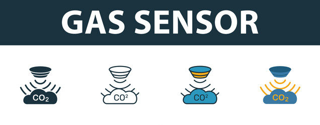 gas sensor icon set premium symbol in different vector image