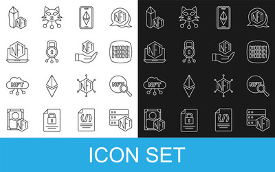 set line nft blockchain technology search binary vector image