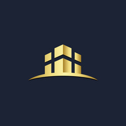 House roof shape architect gold logo Royalty Free Vector