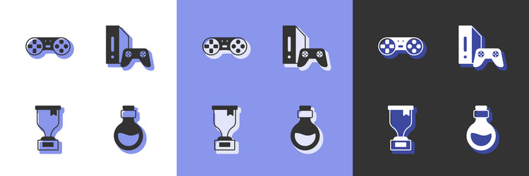 set bottle with magic elixir game controller vector image