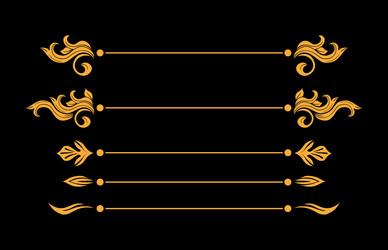gold flourish divider floral scroll with line Vector Image