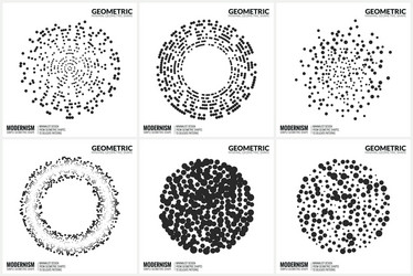 Halftone Geometric Shapes - Abstract Pattern vector image