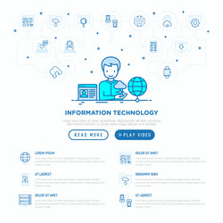 information technology man using cloud service vector image