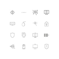 internet security linear thin icons set outlined vector image