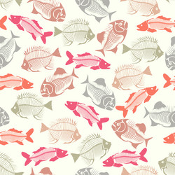 seamless pattern with fish skeleton vector image