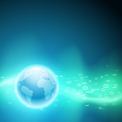 stream of binary code to the globe vector image