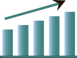 a graphic bar chart and arrow representing upward vector image