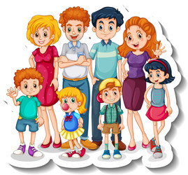 A sticker template with big family members vector