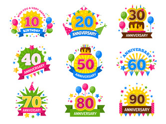 Anniversary numbers celebration party year vector