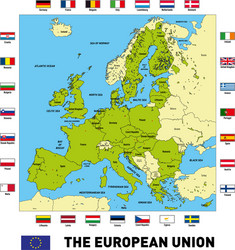 European union map with flags vector