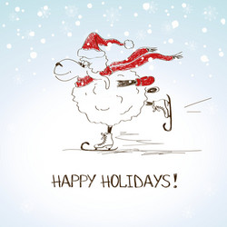 funny sketching sheep - symbol of the new year vector image