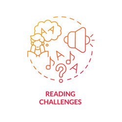 Gradient red line icon reading challenges concept vector