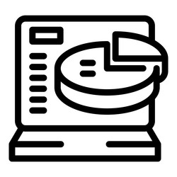 laptop showing a pie chart representing data vector image