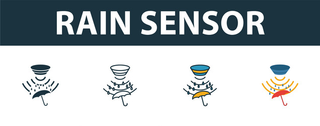 rain sensor icon set premium symbol in different vector image