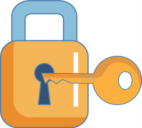 safe secure padlock with key vector image