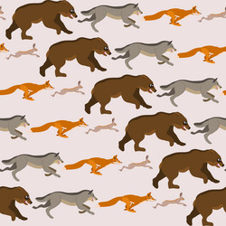 seamless pattern with wild animals running after vector image