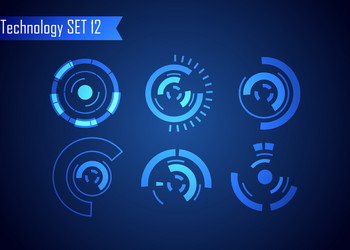 Set circle abstract digital technology ui vector