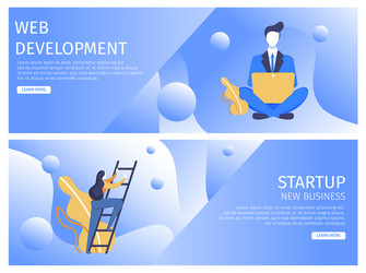 set flat web development startup new business vector image