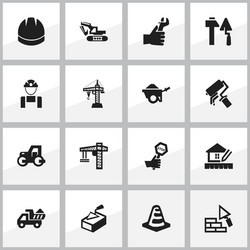set of 16 editable building icons includes vector image