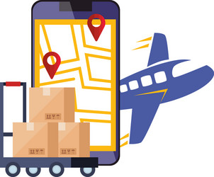 smartphone with app logistic service and icons vector image
