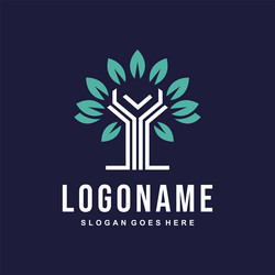 tree tech style logo design template vector image