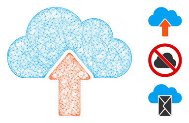 upload to cloud polygonal web mesh vector image